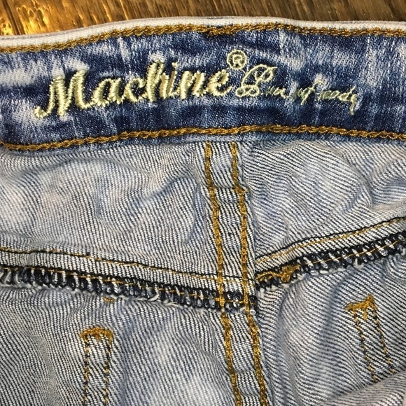 Machine Acid Wash Wash Mid Rise Frayed Denim Shorts Size Medium - Picture 6 of 8